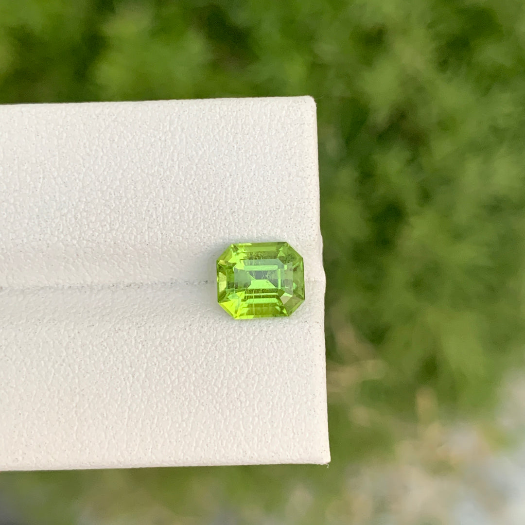 Adorable 2.10 Carats Faceted Emerald Shape Apple Green Peridot