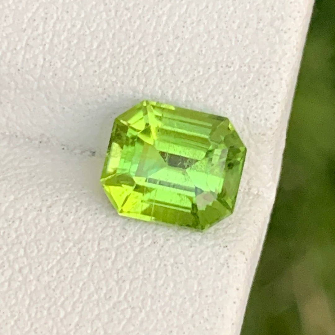 Adorable 2.10 Carats Faceted Emerald Shape Apple Green Peridot