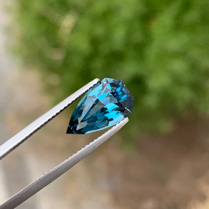 4.05 Carats Tremendous Loose Tear Shape London Blue Topaz