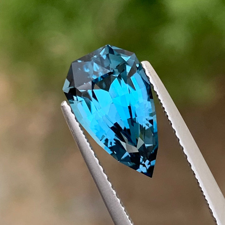 4.05 Carats Tremendous Loose Tear Shape London Blue Topaz