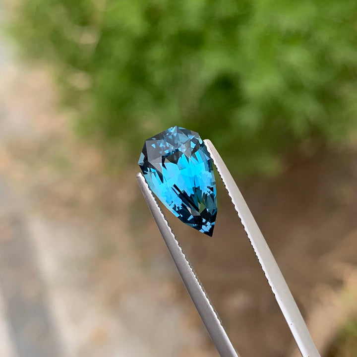 4.05 Carats Tremendous Loose Tear Shape London Blue Topaz