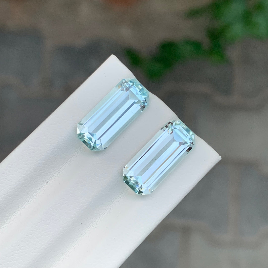 10.15 Carats Loose Aquamarine Pair Emerald Cut