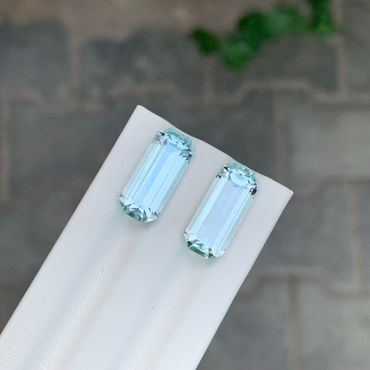 10.15 Carats Loose Aquamarine Pair Emerald Cut