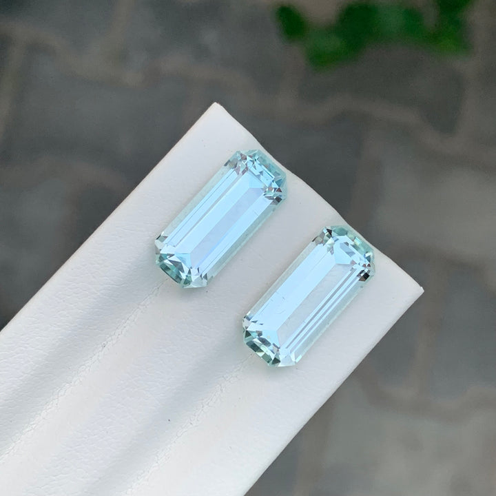 10.15 Carats Loose Aquamarine Pair Emerald Cut