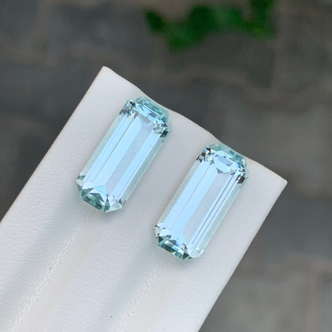 10.15 Carats Loose Aquamarine Pair Emerald Cut