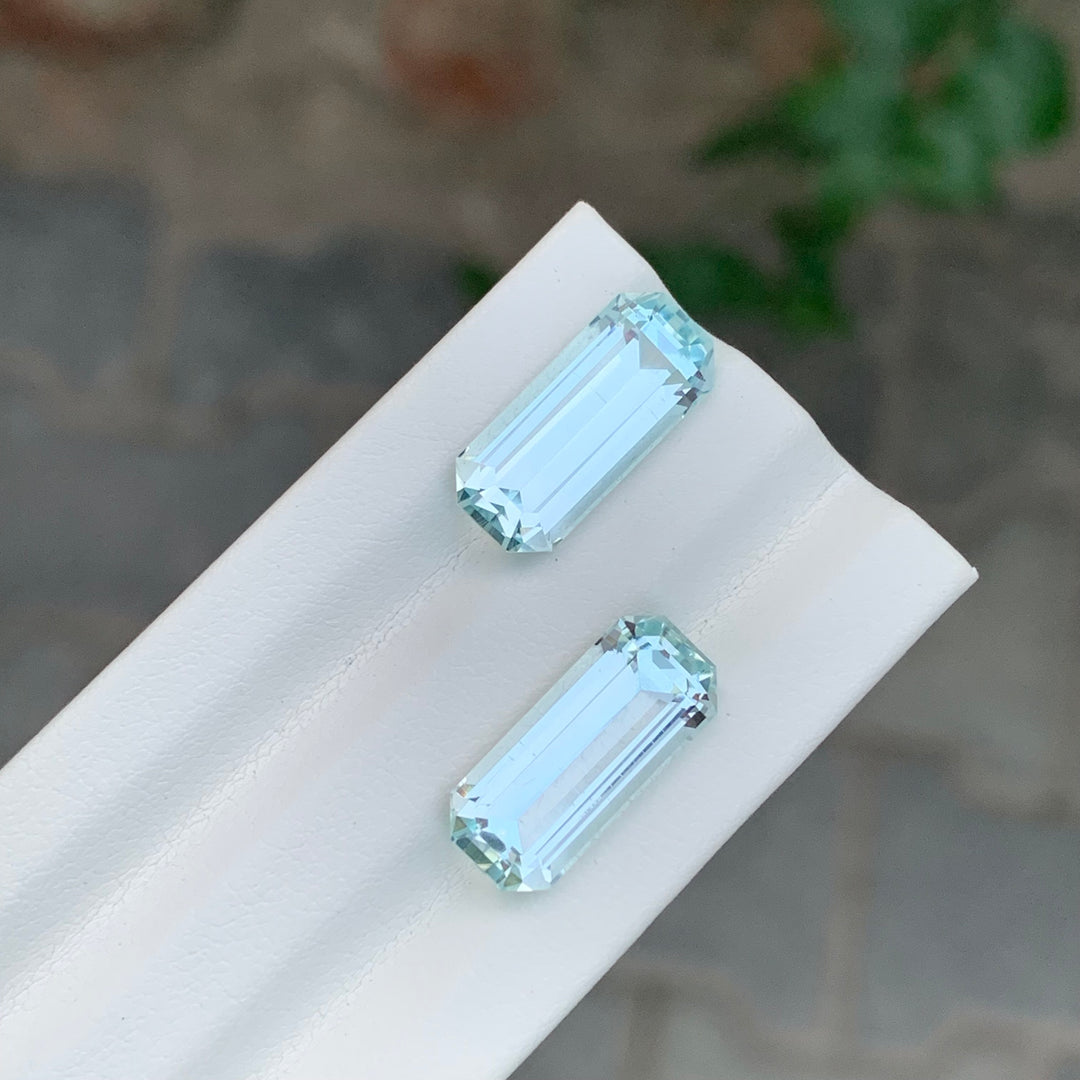 10.15 Carats Loose Aquamarine Pair Emerald Cut