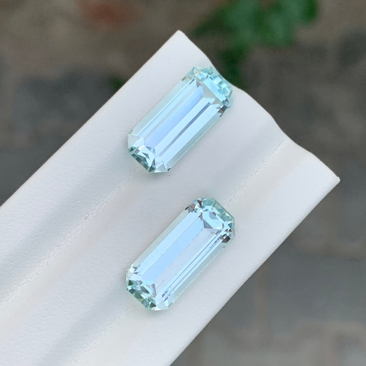 10.15 Carats Loose Aquamarine Pair Emerald Cut