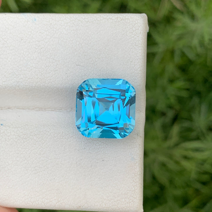 Fascinating 12.60 Carats Faceted Cushion Shape Sky Blue Topaz Gemstone
