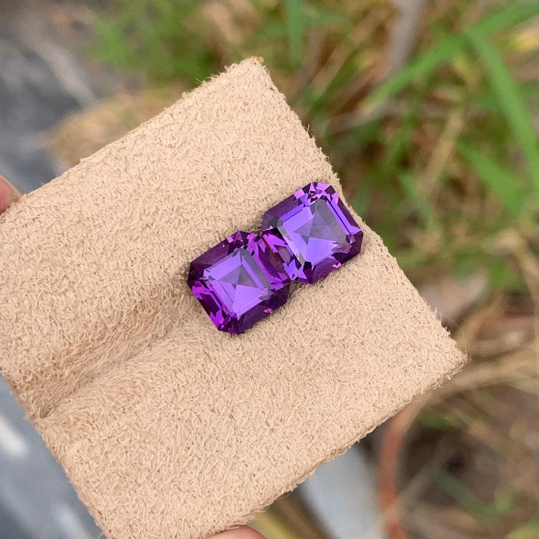 7.65 Carats Loose Amethyst Pair