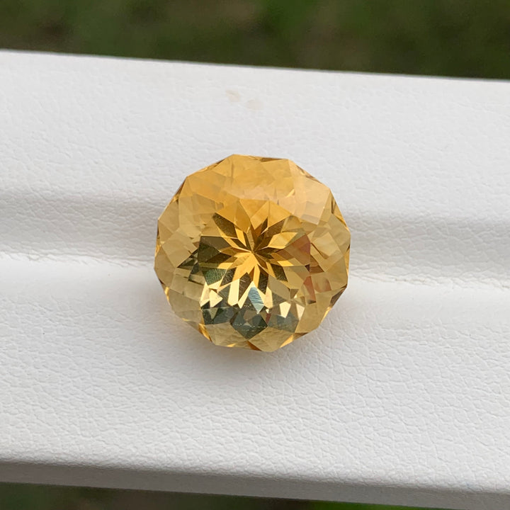 11.95 Carats Loose Round Flower Cut Yellow Citrine