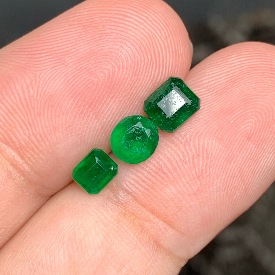 faceted emeralds