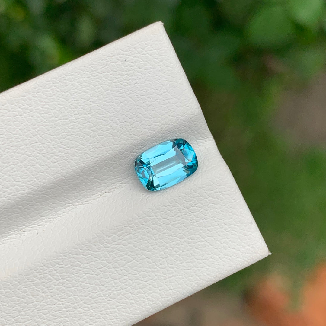 2.00 Carats Loose Cushion Shape Blue Zircon