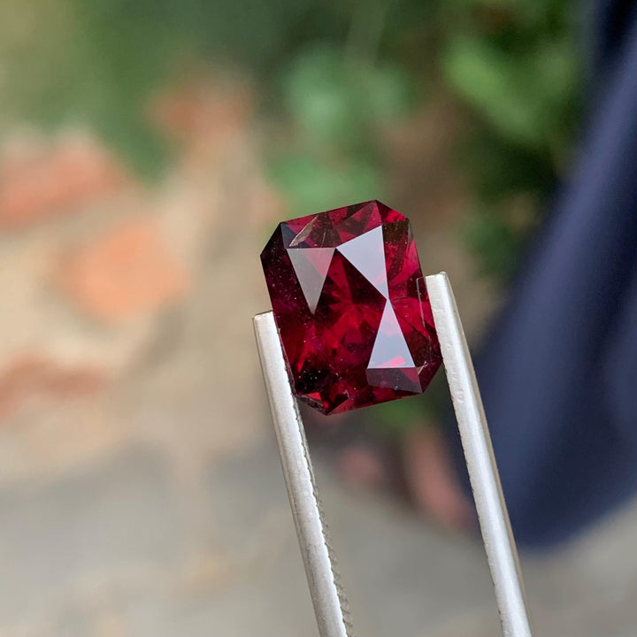 6.50 Carats Loose Rhodolite Garnet Emerald Shape