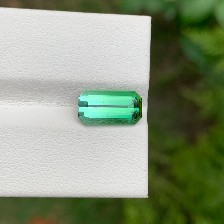 3.15 Carats Faceted Emerald Shape Green Bicolor Tourmaline