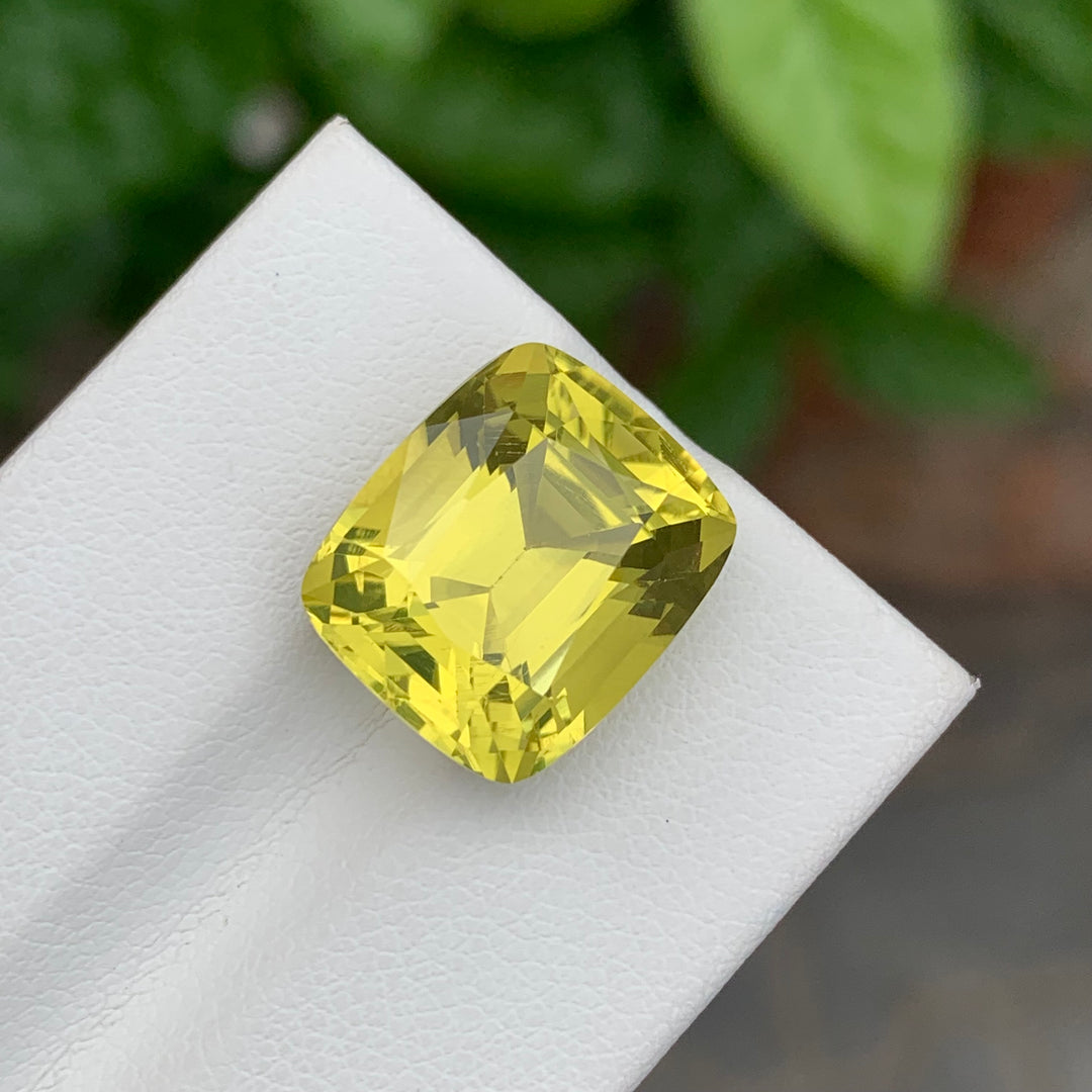 11.20 Carats Loose Cushion Cut Lemon Quartz