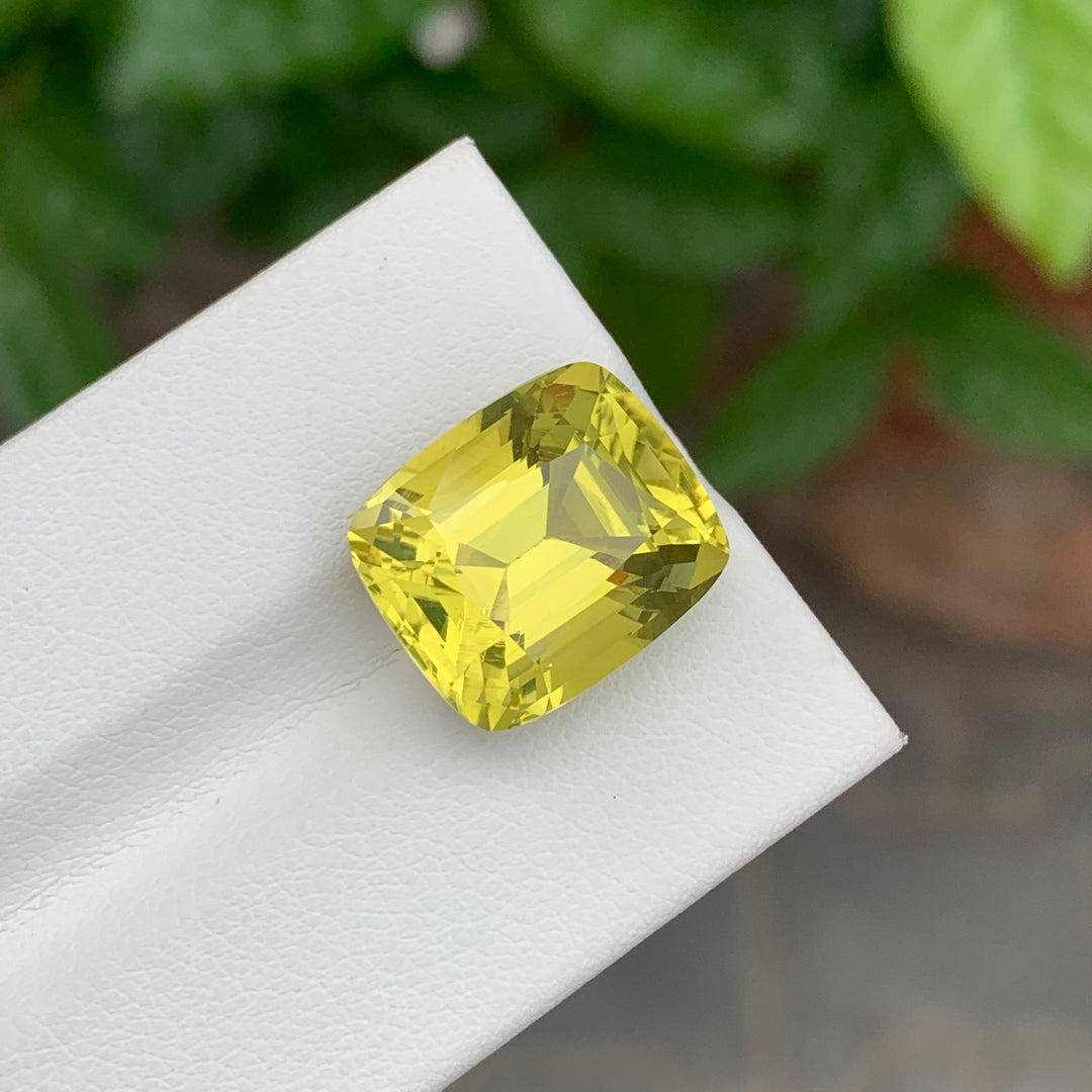 11.20 Carats Loose Cushion Cut Lemon Quartz