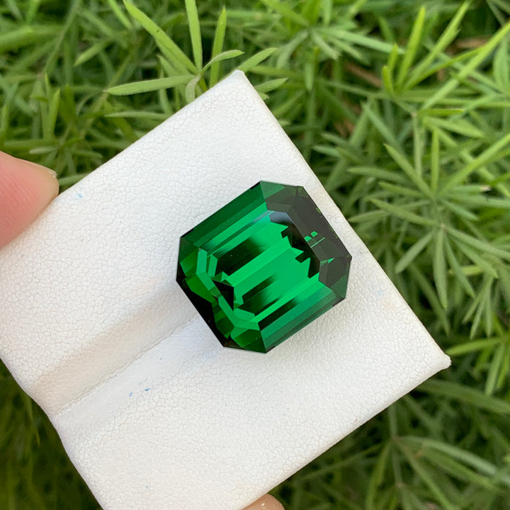 29.70 Carats Delightful Faceted Emerald Shape Dark Green Tourmaline