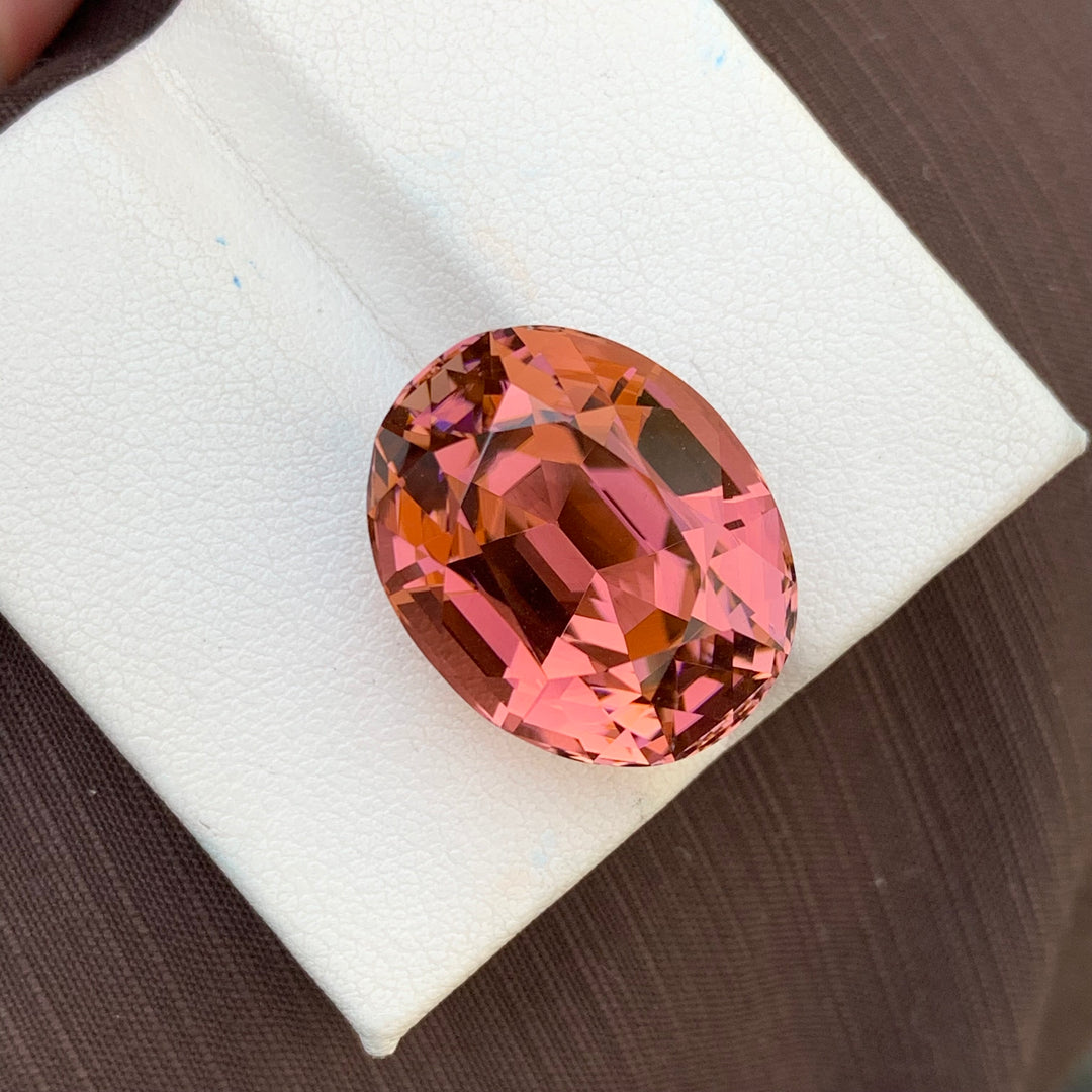 Dazzling 28.40 Carats Faceted Oval Shape Dark Pink Tourmaline Gemstone