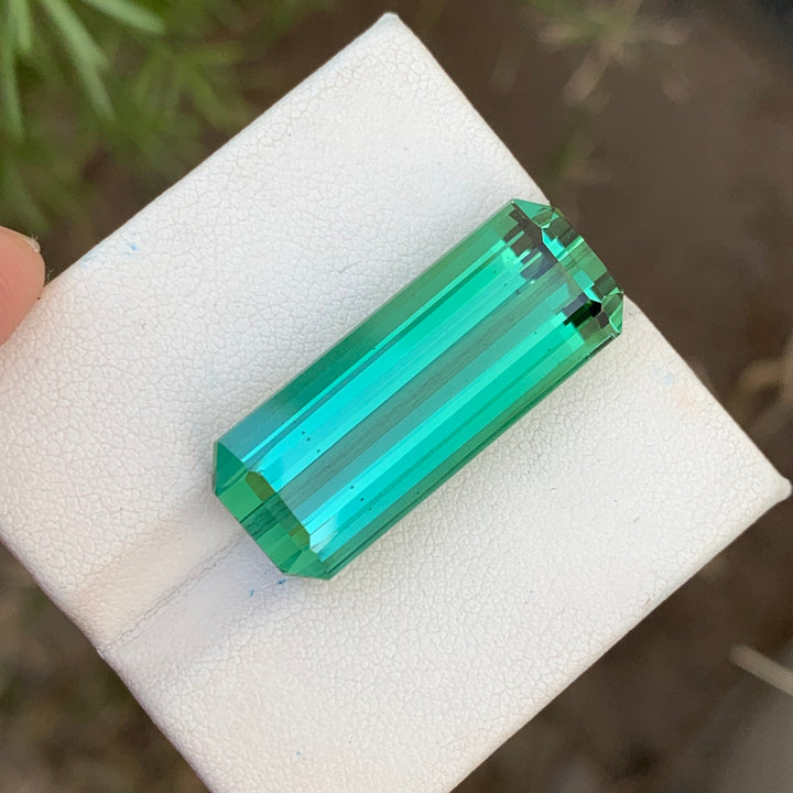 31.35 Carats Graceful Faceted Emerald Shape Blue Green Tourmaline