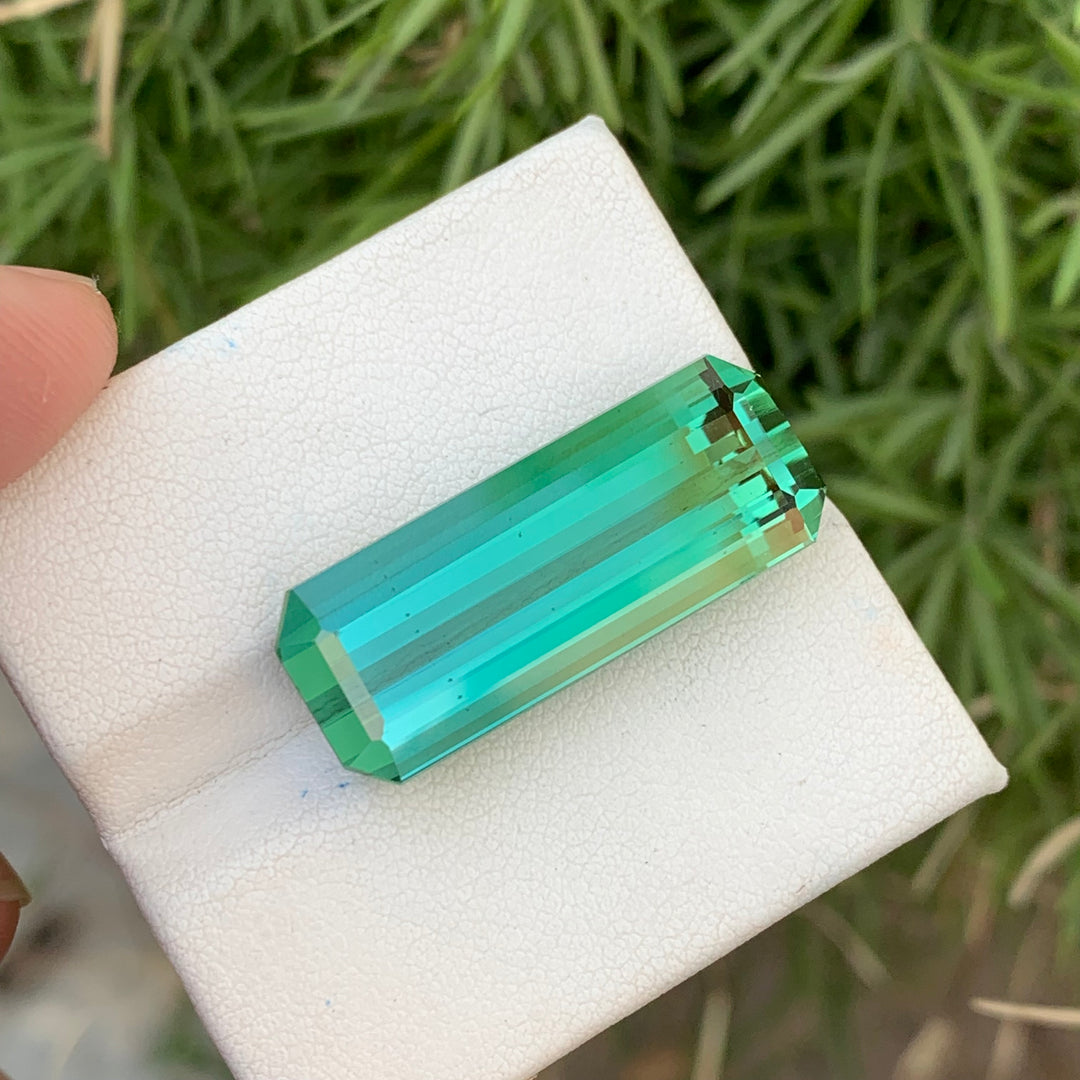 31.35 Carats Graceful Faceted Emerald Shape Blue Green Tourmaline