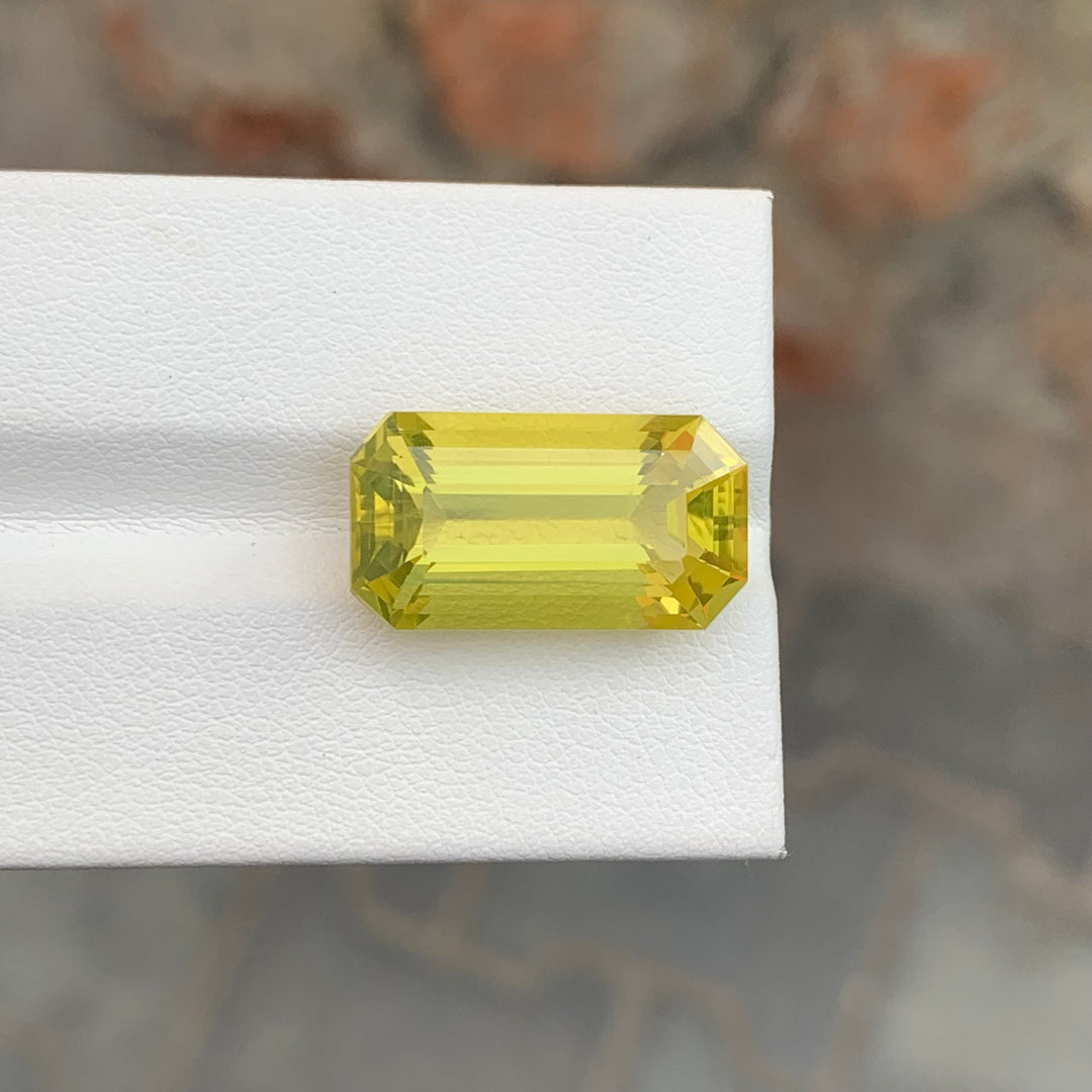 12.85 Carats Faceted Emerald Shape Lemon Quartz