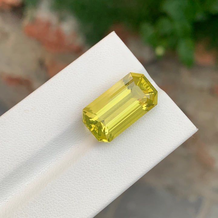 12.85 Carats Faceted Emerald Shape Lemon Quartz