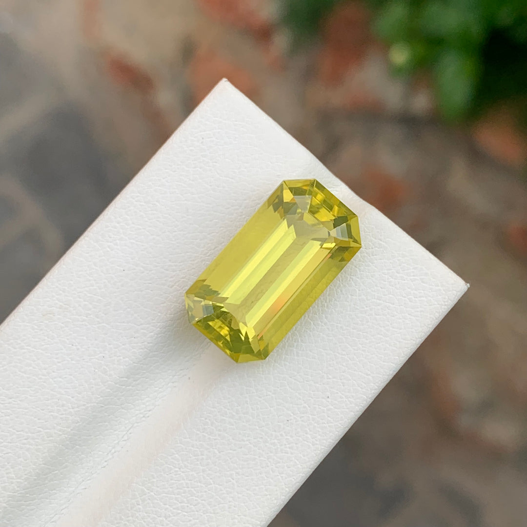 12.85 Carats Faceted Emerald Shape Lemon Quartz