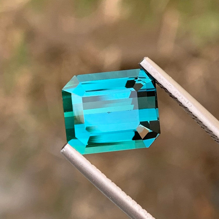 Lovely 4.50 Carats Faceted Natural Emerald Shape Indicolite Tourmaline