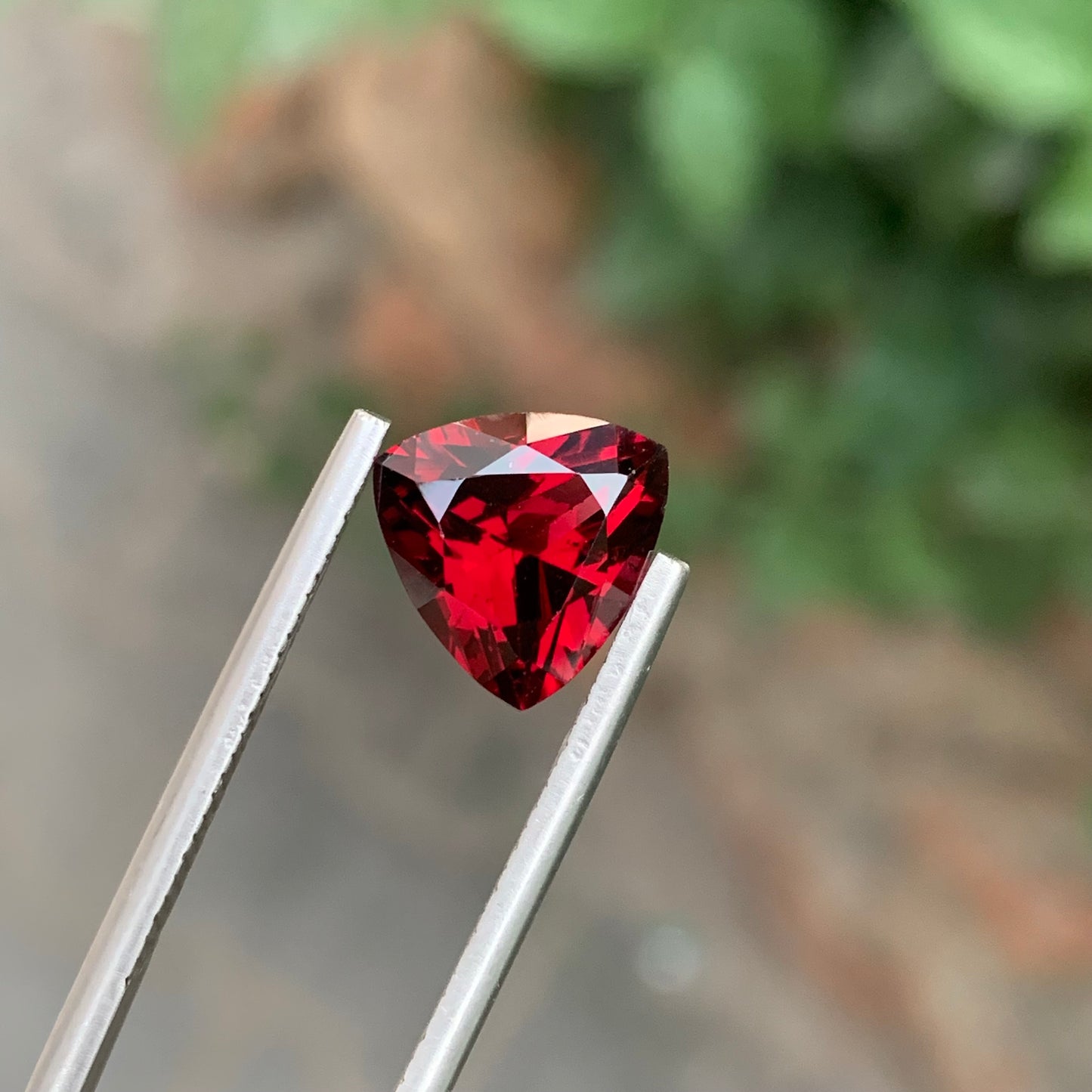 3.95 Carats Red Garnet Trillion Cut Natural African Gemstone