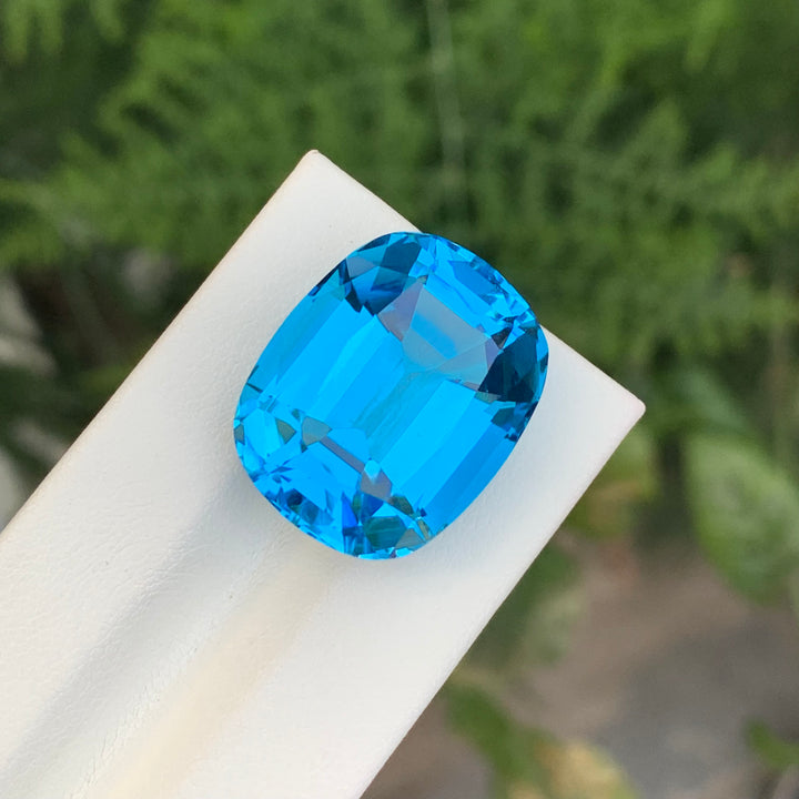 37.45 Carats Electric Blue Topaz Stone Cushion Cut Natural Brazilian Gemstone