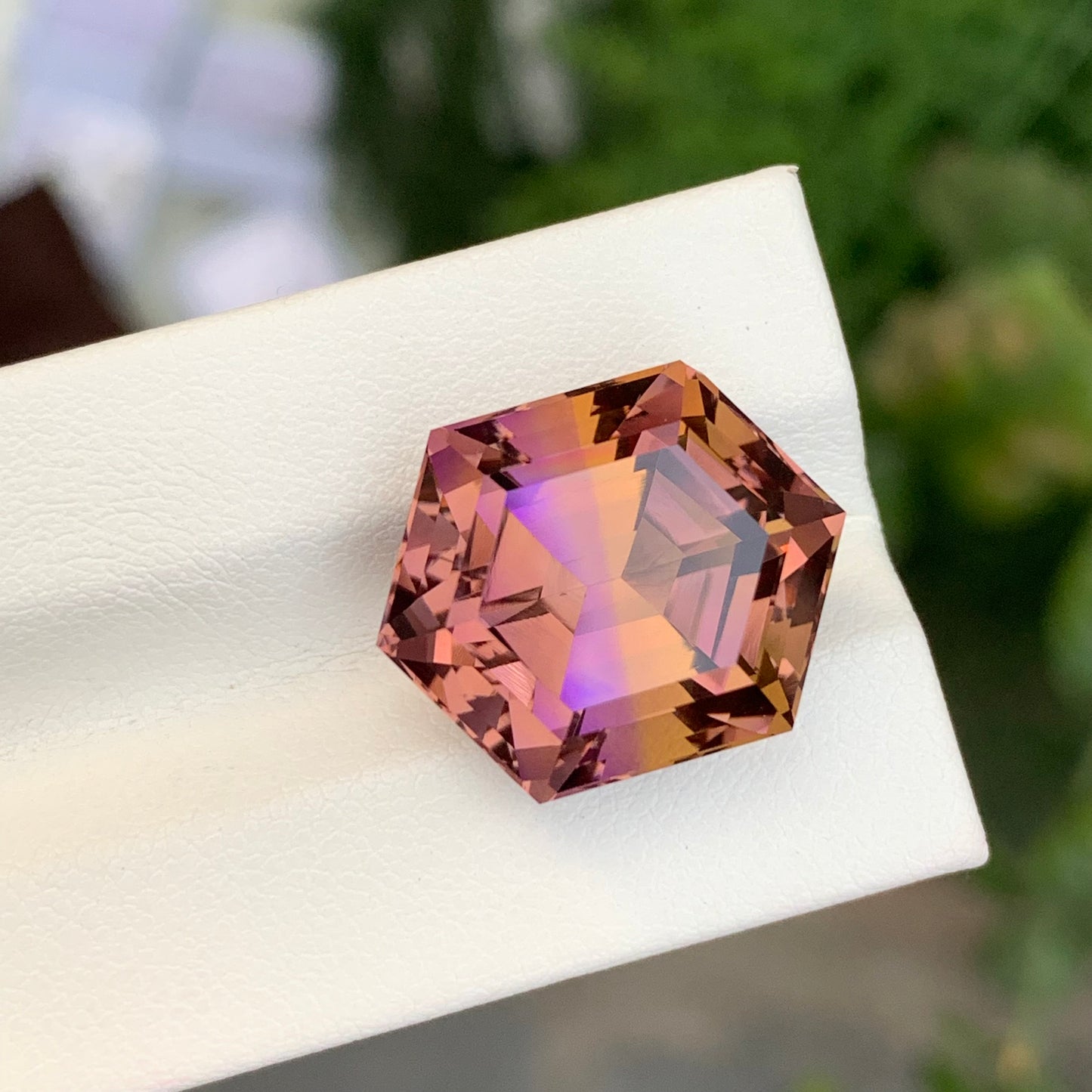 18.50 Carats Bi Color Ametrine Stone Hexagon Shape Natural Bolivian Gemstone