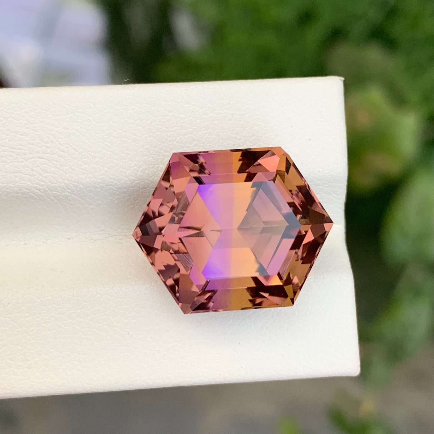 18.50 Carats Bi Color Ametrine Stone Hexagon Shape Natural Bolivian Gemstone