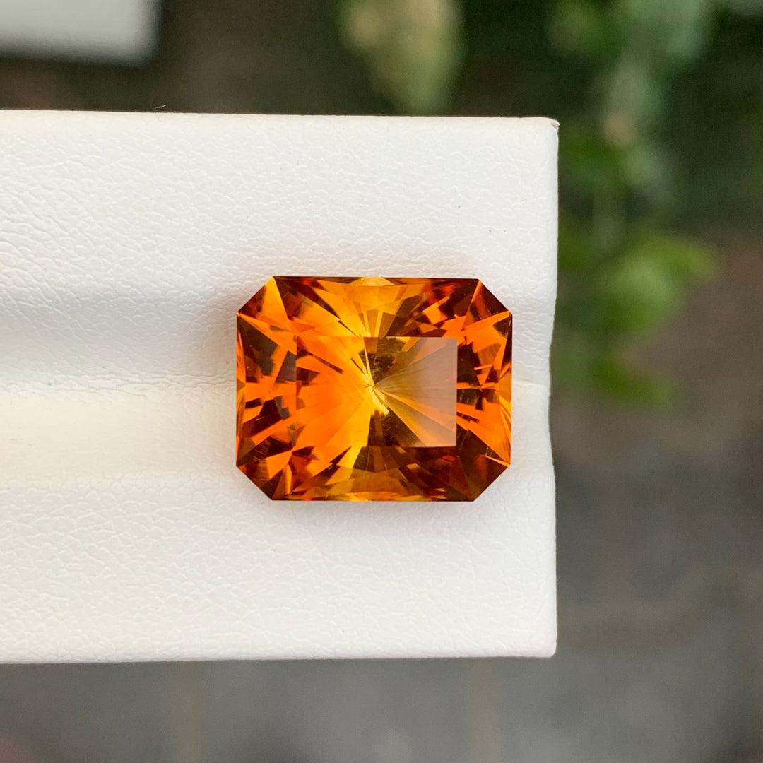 9.55 Carats Fire Madeira Citrine Stone Fancy Cut Natural Brazilian Gemstone