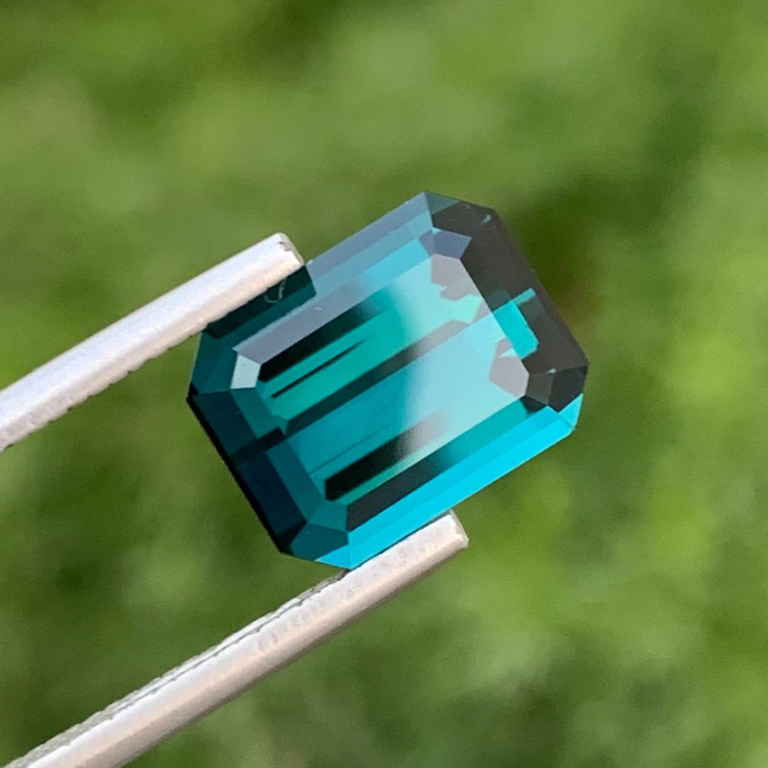 5.55 Carats Lovely Faceted Emerald Shape Indicolite Tourmaline