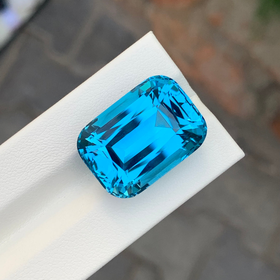 39.85 Carats Gigantic Electric Blue Topaz Stone Cushion Cut Natural Brazilian Gemstone