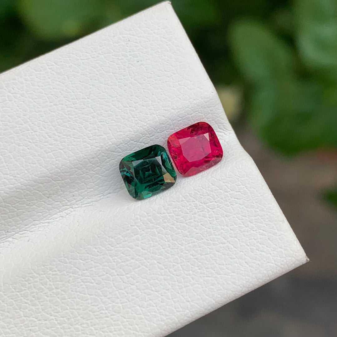 1.90 Carats Faceted Tourmaline Gemstones Reverse Pair