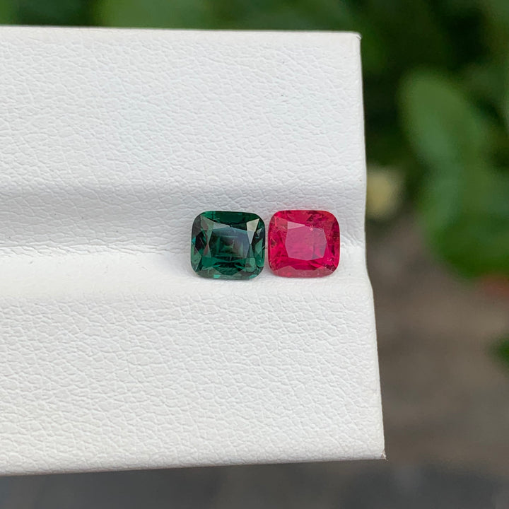 1.90 Carats Faceted Tourmaline Gemstones Reverse Pair