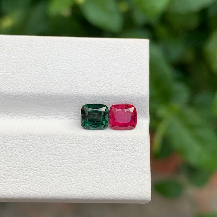 1.90 Carats Faceted Tourmaline Gemstones Reverse Pair