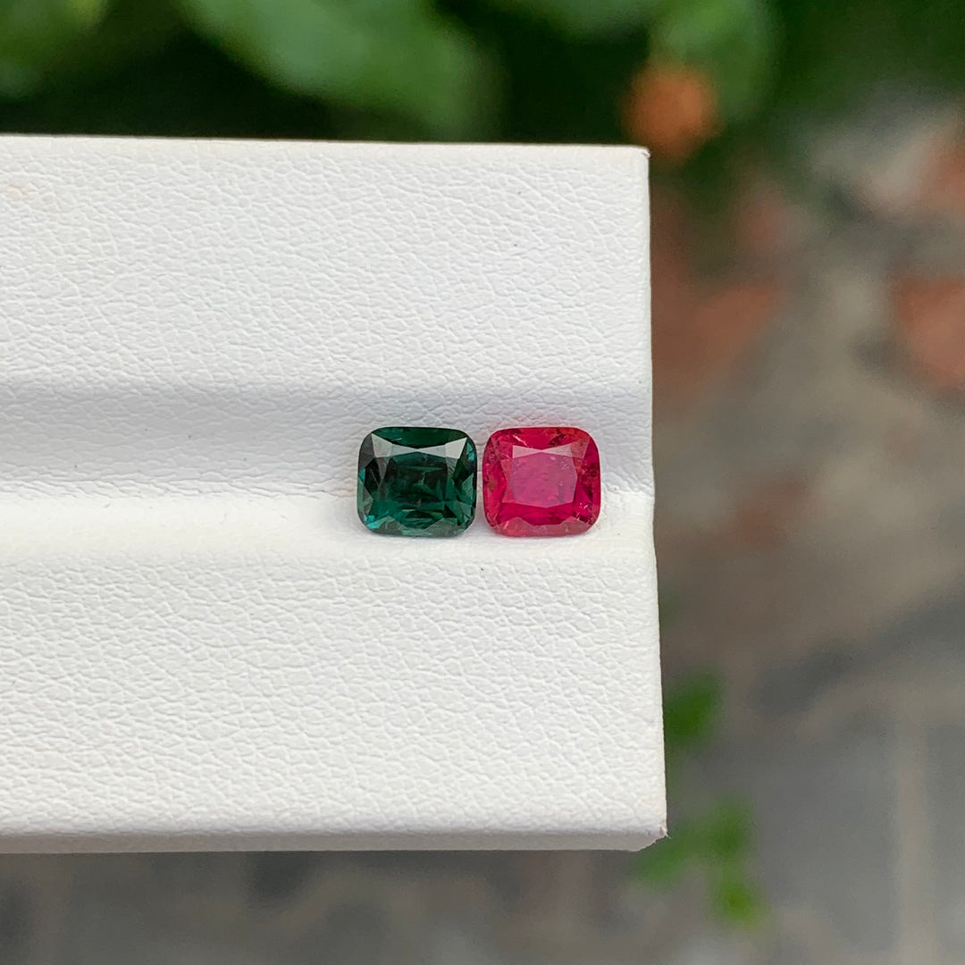 1.90 Carats Faceted Tourmaline Gemstones Reverse Pair