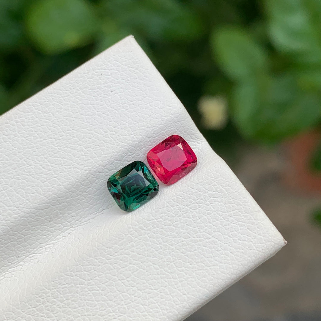 1.90 Carats Faceted Tourmaline Gemstones Reverse Pair