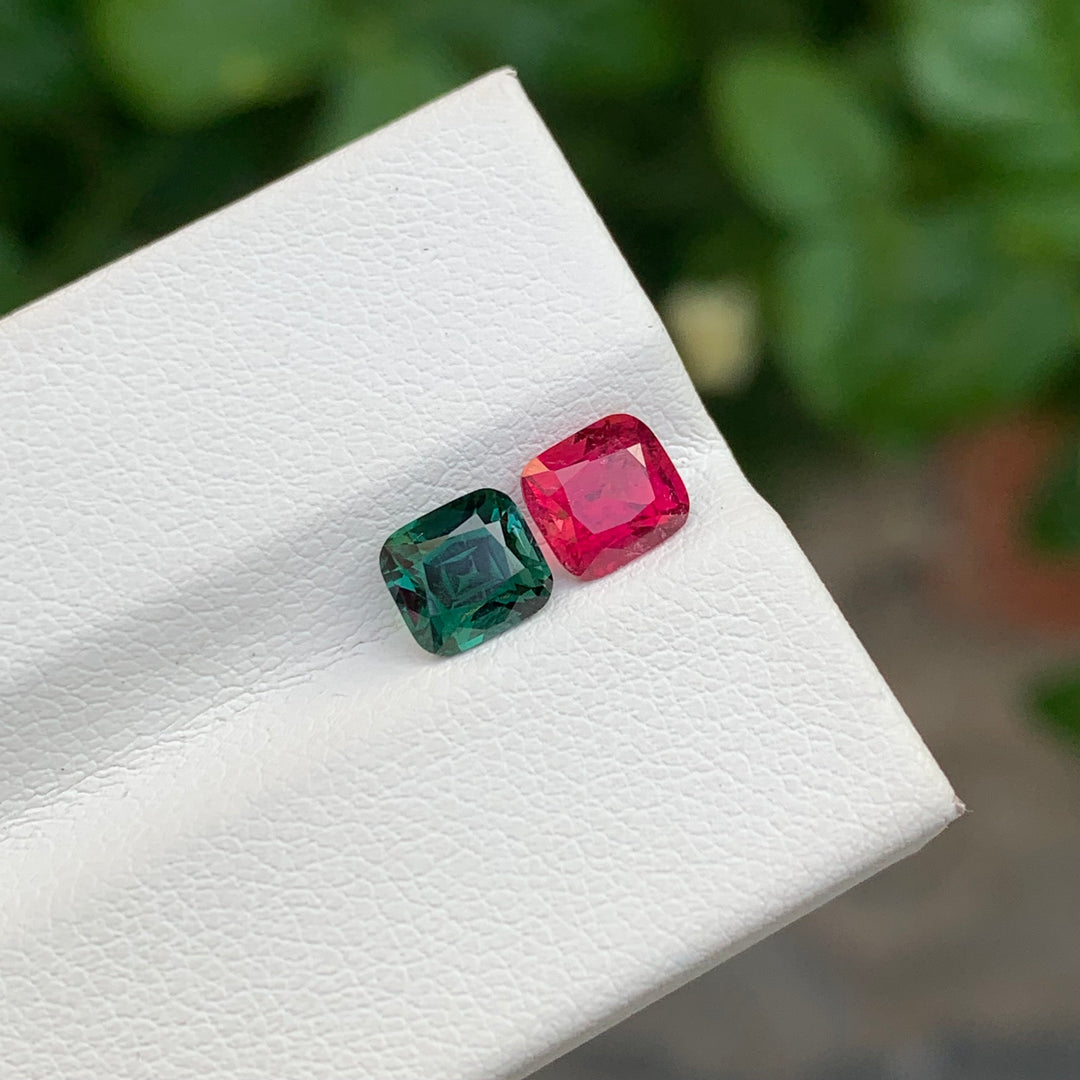 1.90 Carats Faceted Tourmaline Gemstones Reverse Pair