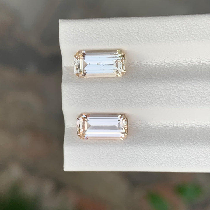 4.00 Carats Emerald Cut Faceted Imperial Topaz Pair