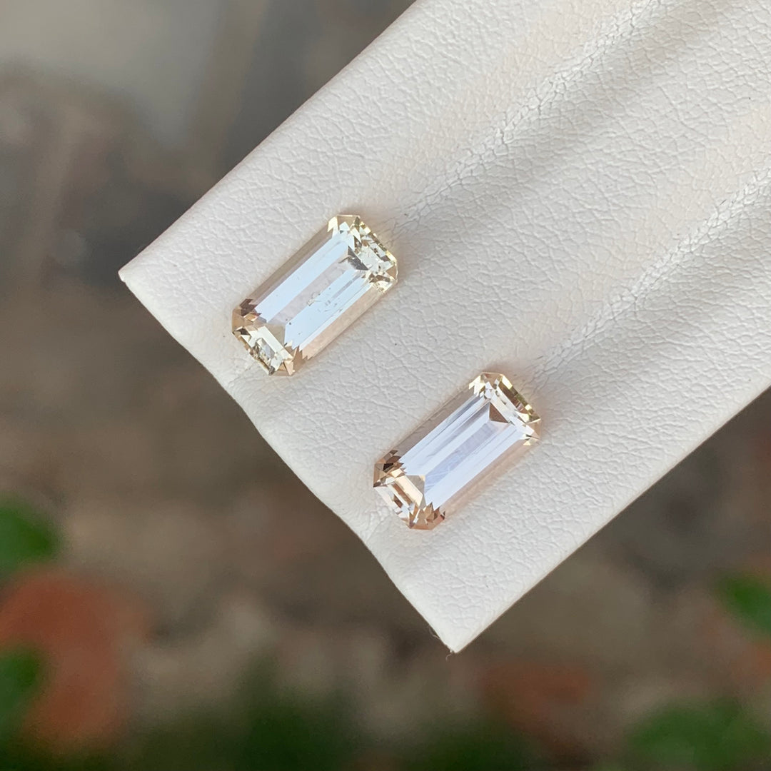 4.00 Carats Emerald Cut Faceted Imperial Topaz Pair