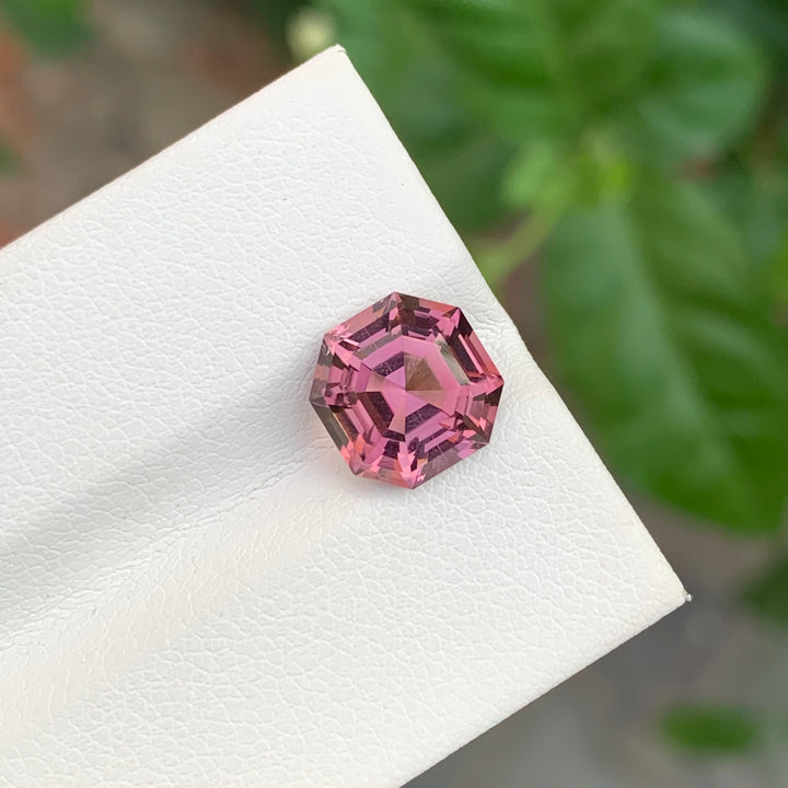 3.60 Carats Square Shape Maroon Pink Faceted Tourmaline