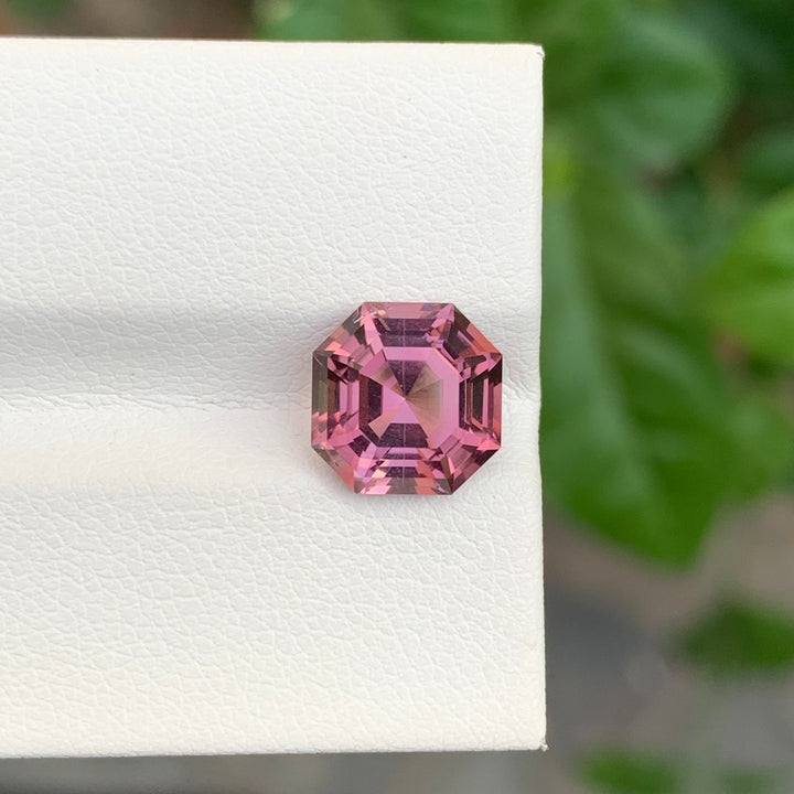 3.60 Carats Square Shape Maroon Pink Faceted Tourmaline