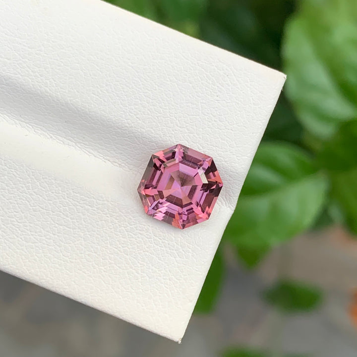 3.60 Carats Square Shape Maroon Pink Faceted Tourmaline