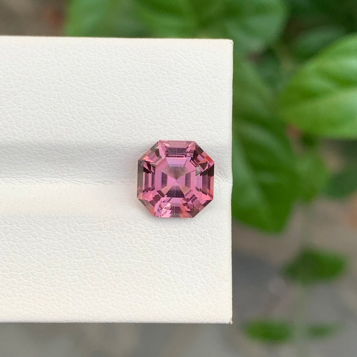 3.60 Carats Square Shape Maroon Pink Faceted Tourmaline