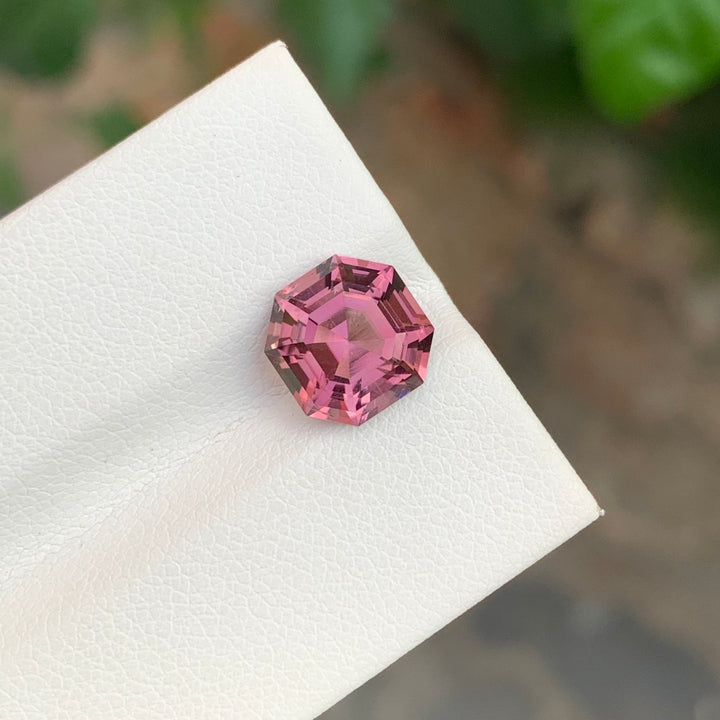 3.60 Carats Square Shape Maroon Pink Faceted Tourmaline