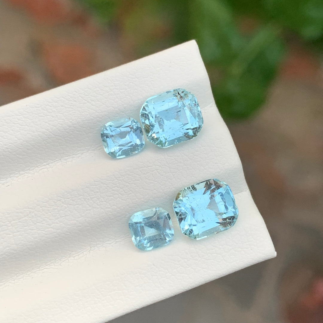 4.75 Carats Faceted Aquamarine Gemstones For Jewelry Set