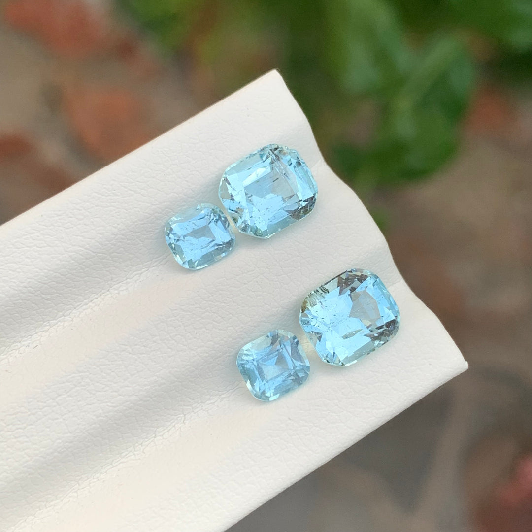 4.75 Carats Faceted Aquamarine Gemstones For Jewelry Set